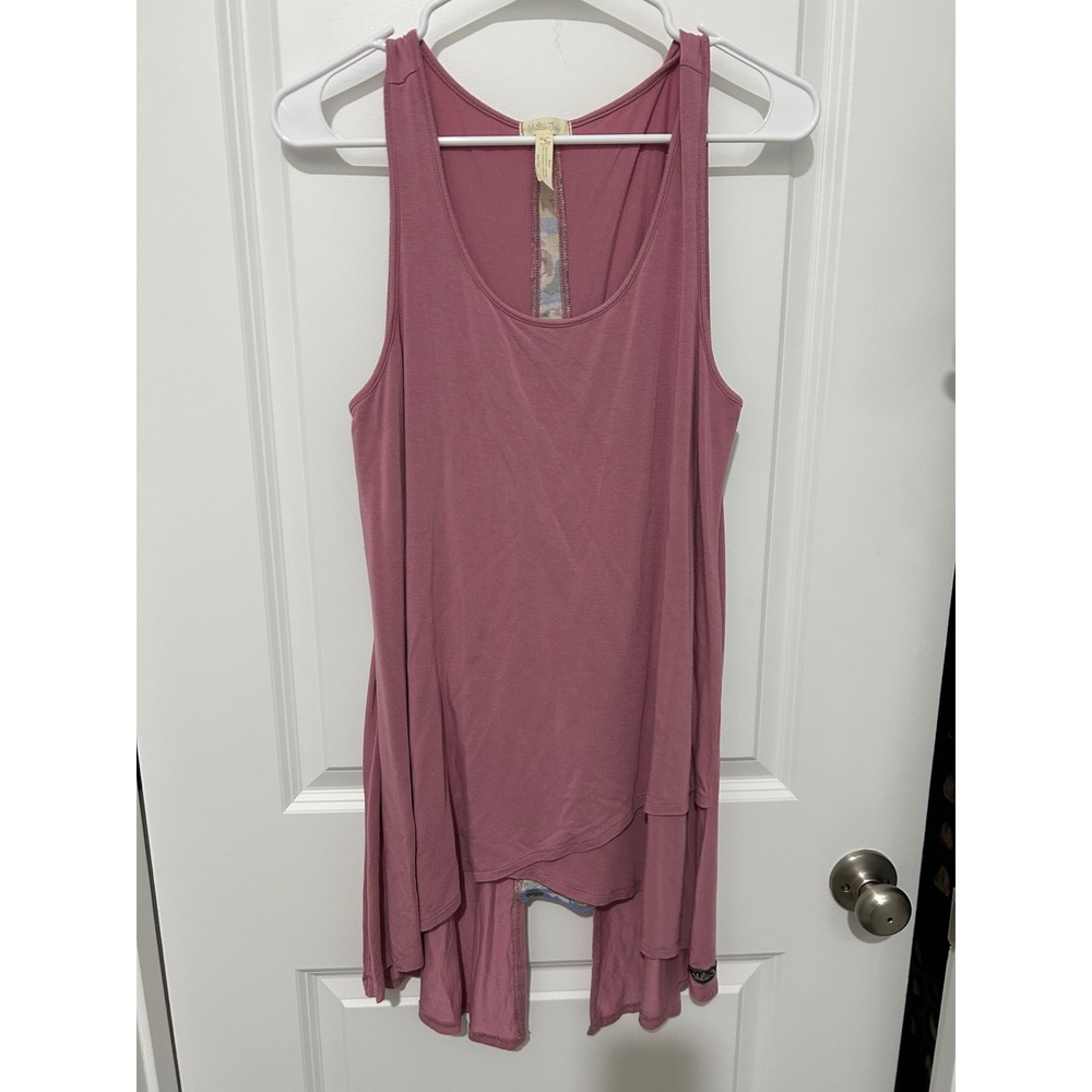 Matilda Jane Womens Rose Floral Print Layered Tank Top Dusty Pink